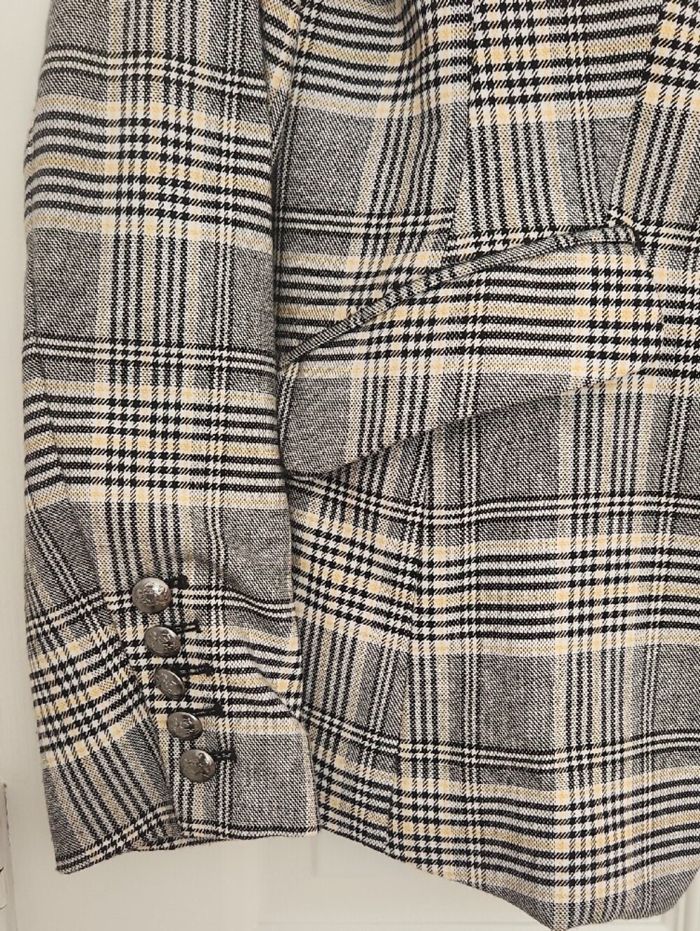 Preppy Office Work School Interview Formal Banana Republic Gray Plaid Blazer - Picture 3 of 14